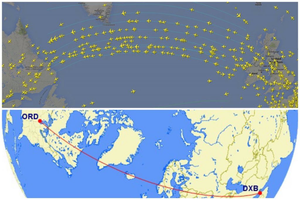 چرا هواپیماها به جای طی نمودن مسیری مستقیم مسیری منحنی شکل را می‌پیمایند؟